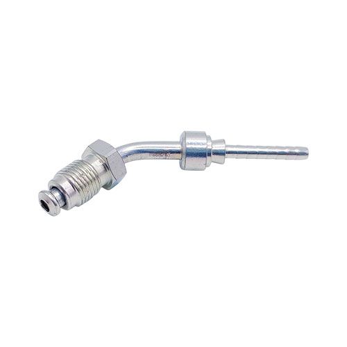 <p>Male swivel  |  M10 x 1  |  DIN flare  |  45 deg bend</p>