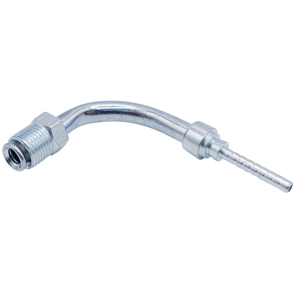 <p>Male swivel  |  7/16-24 UNS  | 45 deg double flare  |  90 deg bend</p>