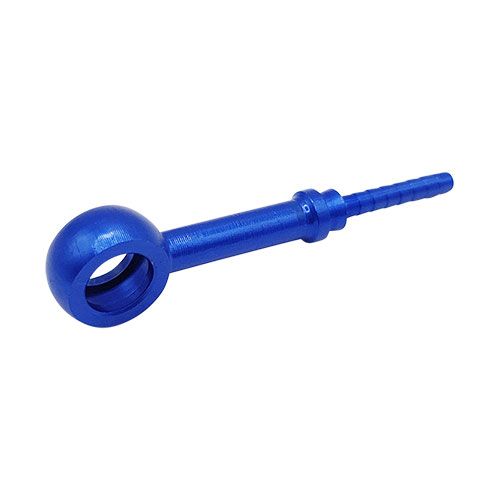<p>Low profile banjo  |  10mm hole  |  8mm thick  |  anodized aluminum  |  blue</p>