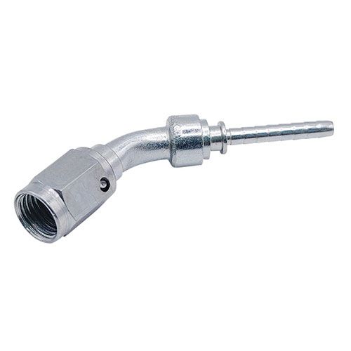 <p>Female swivel  |  wire lock  | 3/8-24 UNF (37 deg DPS)  |  45 deg bend</p>